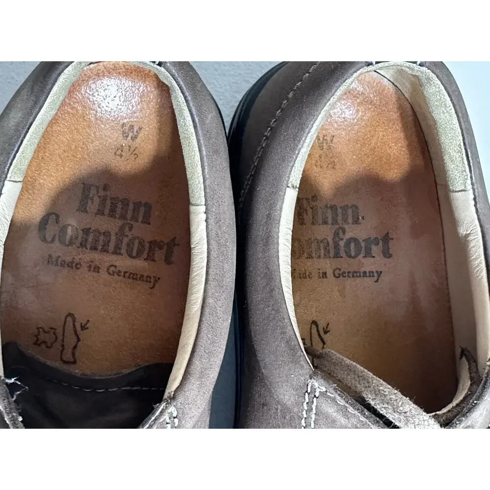 WOMEN'S FINN COMFORT LACE UP BROWN LEATHER SHOES MADE IN GERMANY SZ 4.5 US 6.5-7